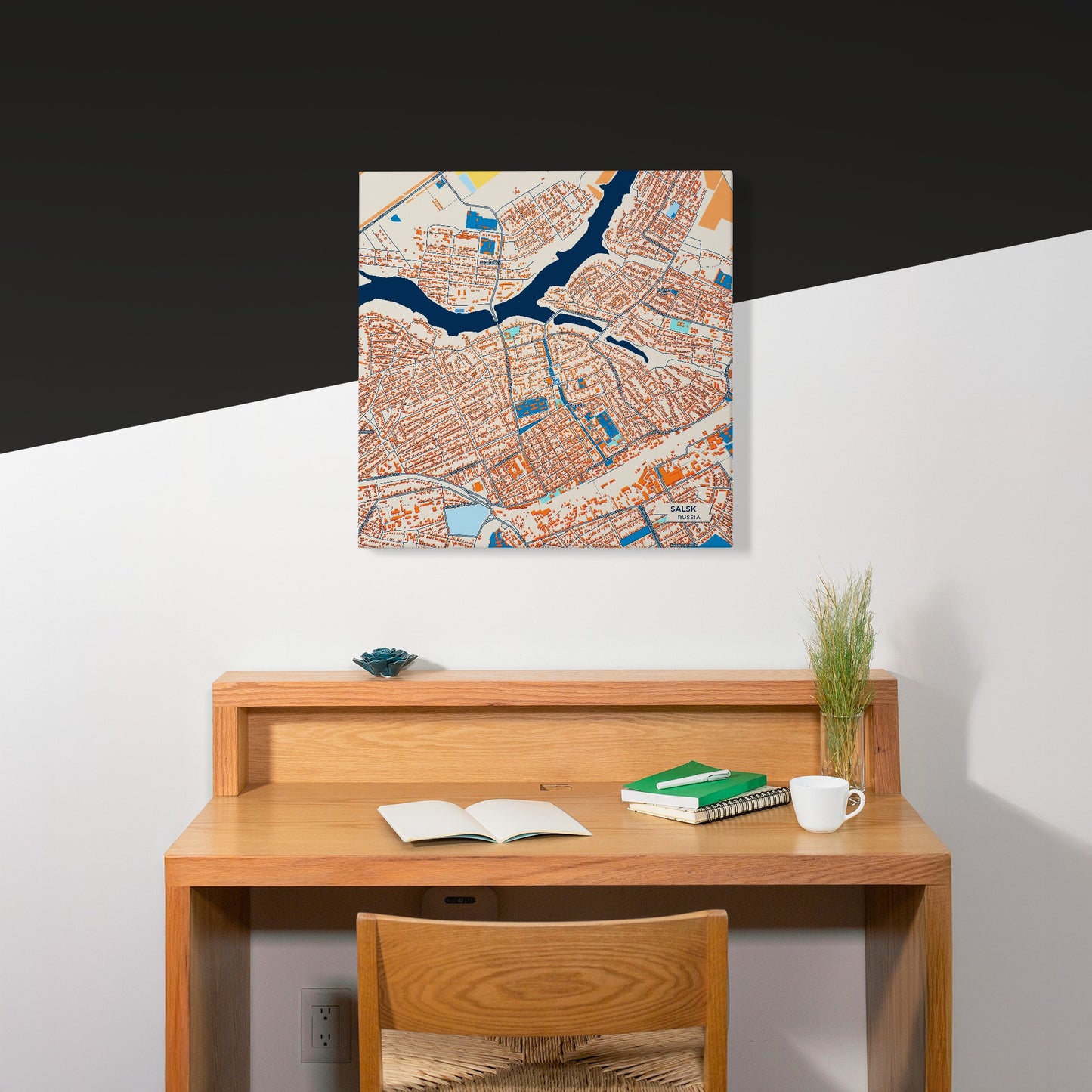 Сальск Russia Colorful City Map Canvas Print Scene