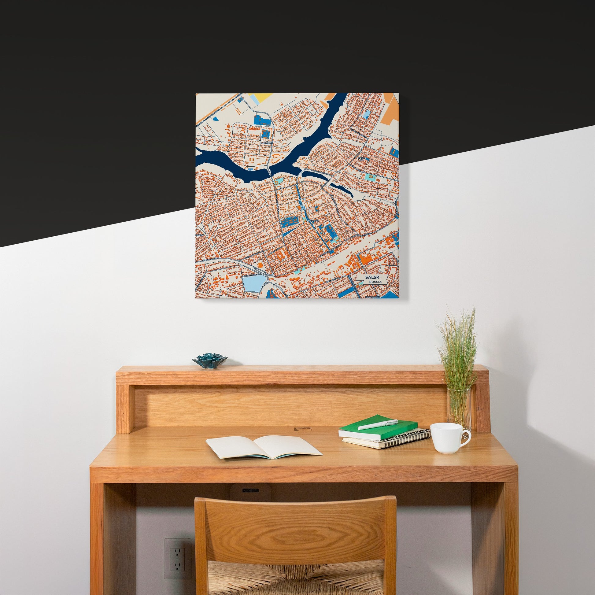 Сальск Russia Colorful City Map Canvas Print Scene