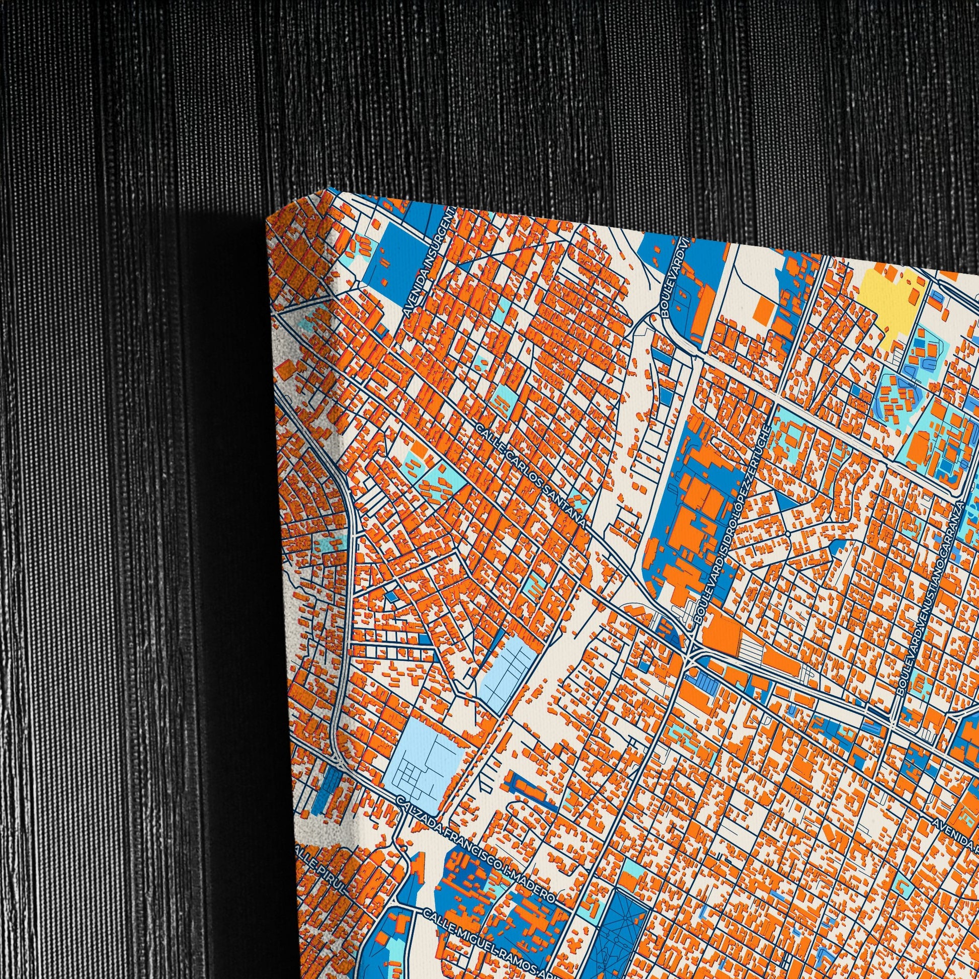 Saltillo Mexico Colorful City Map Canvas Print Detail