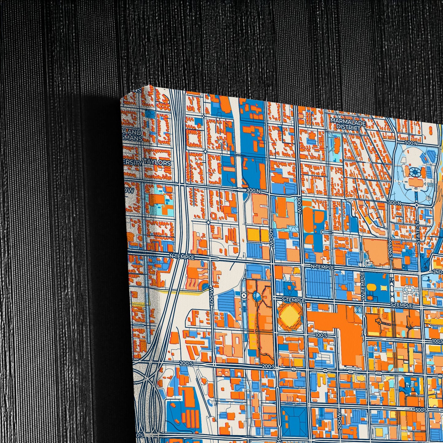 Salt Lake City Utah Colorful City Map Canvas Print Detail