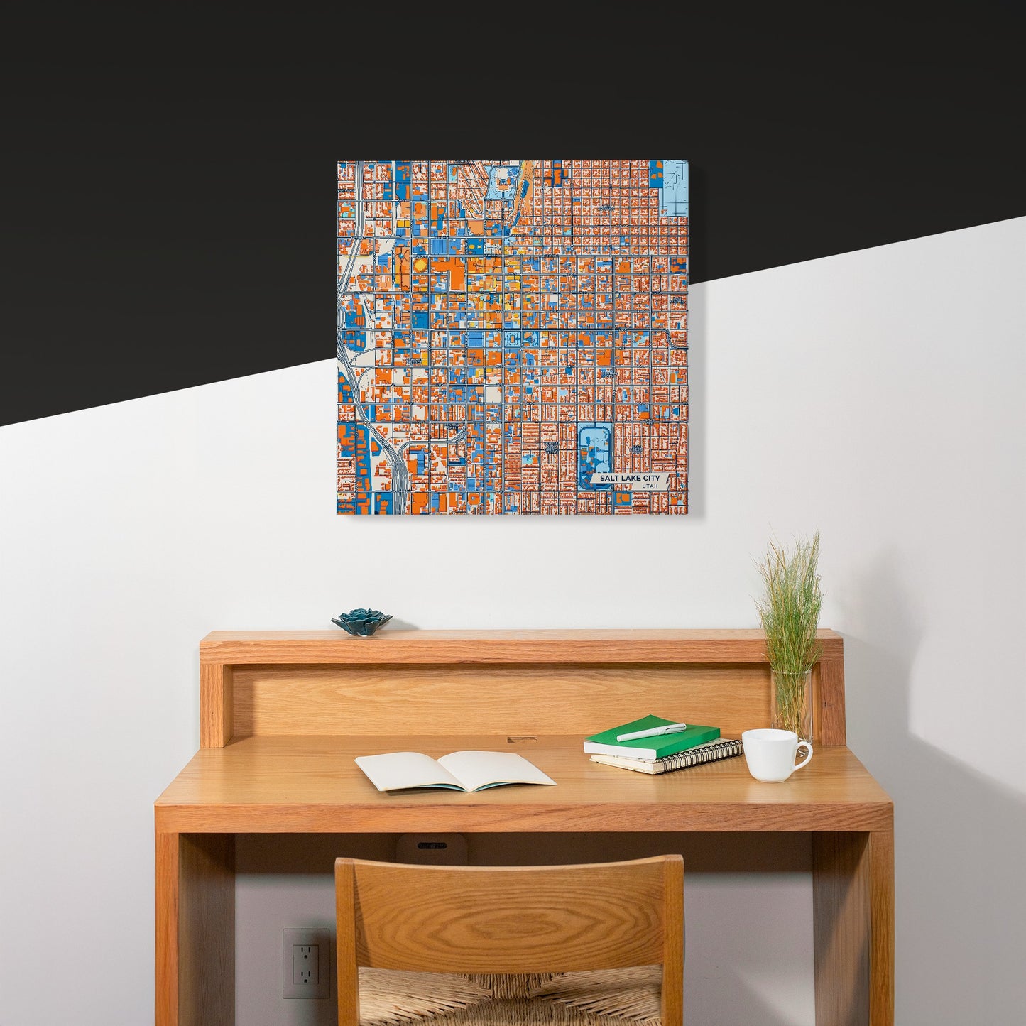 Salt Lake City Utah Colorful City Map Canvas Print Scene