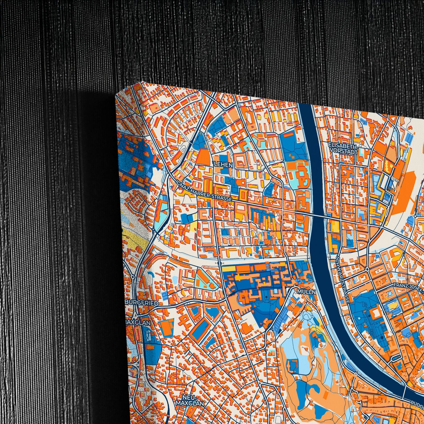 Salzburg Austria Colorful City Map Canvas Print Detail