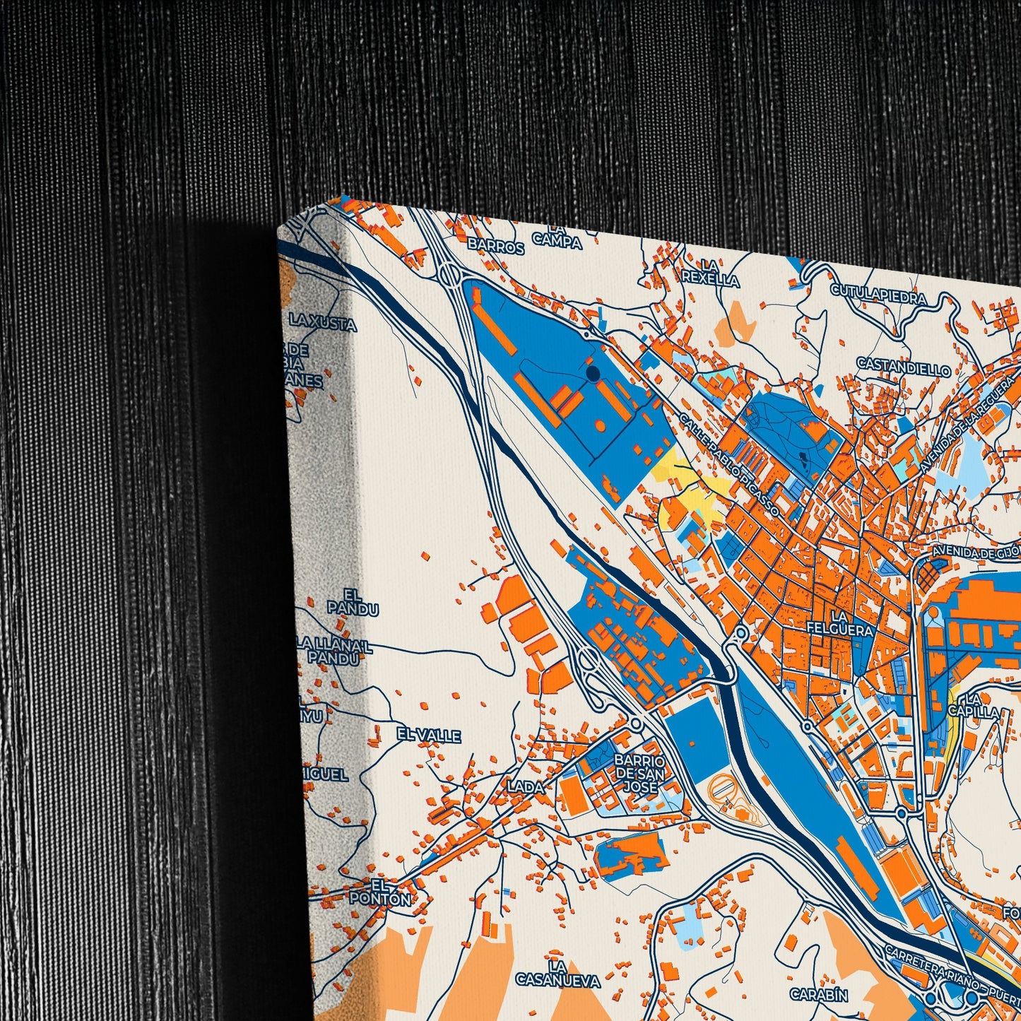 Sama Spain Colorful City Map Canvas Print Detail