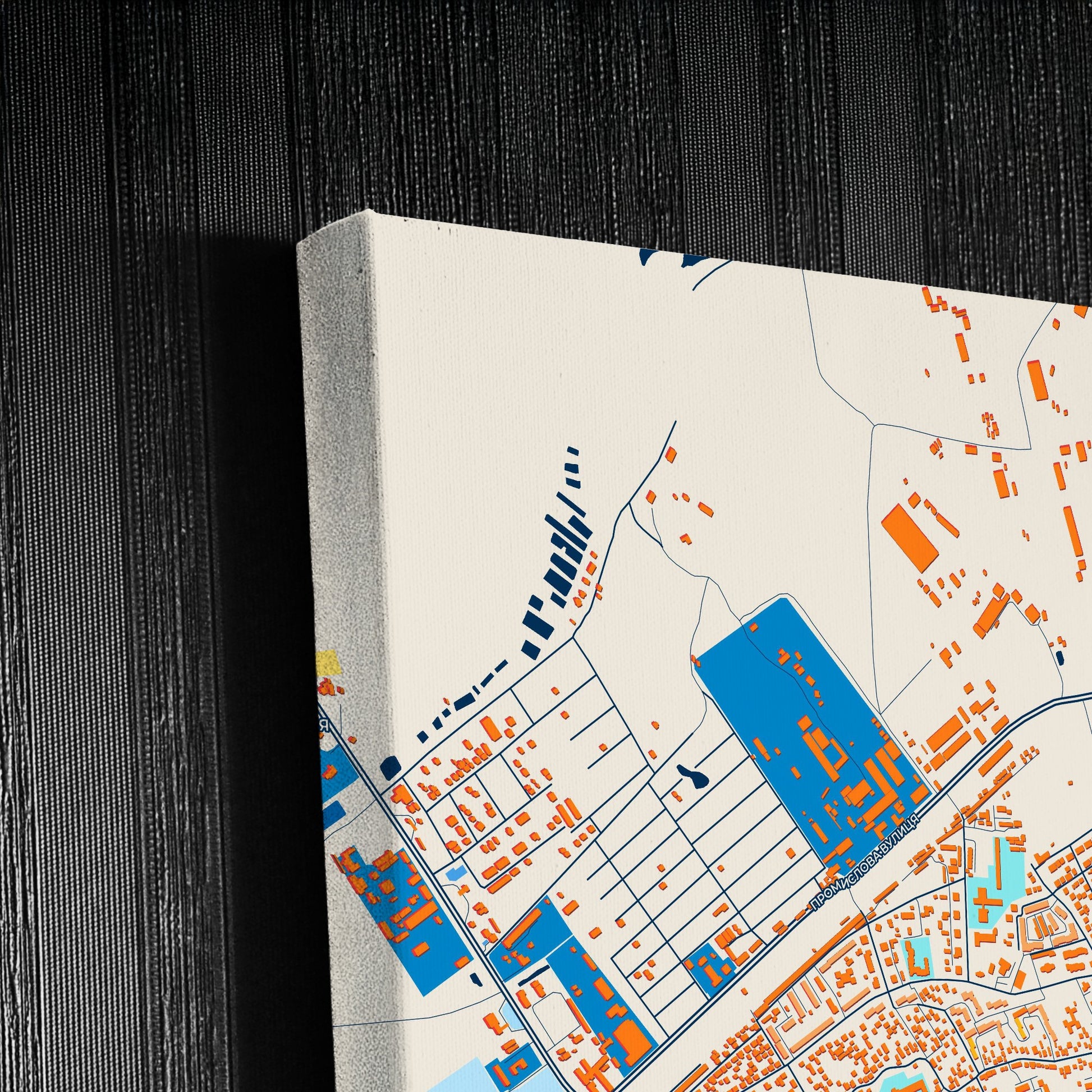 Самбір Ukraine Colorful City Map Canvas Print Detail