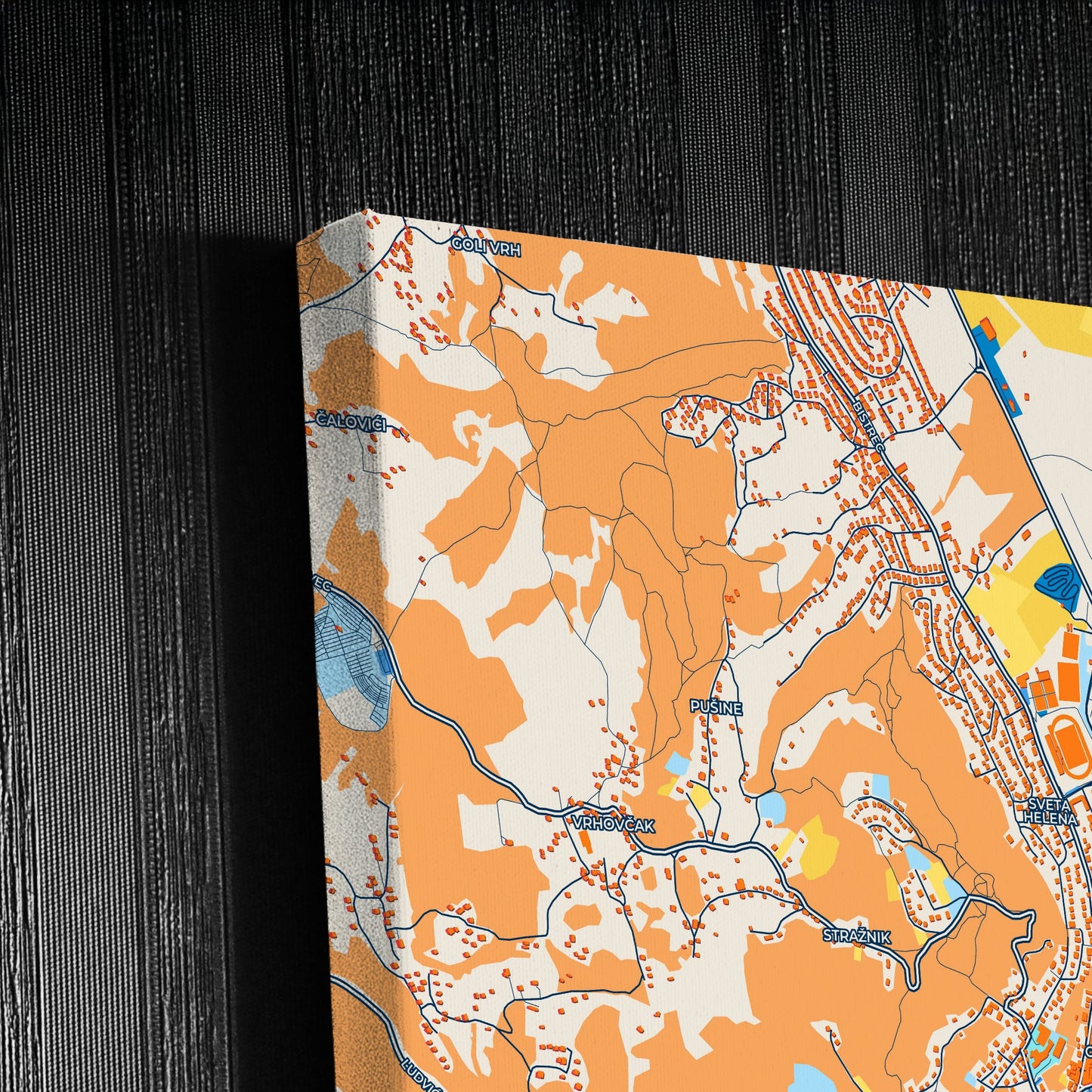 Samobor Croatia Colorful City Map Canvas Print Detail