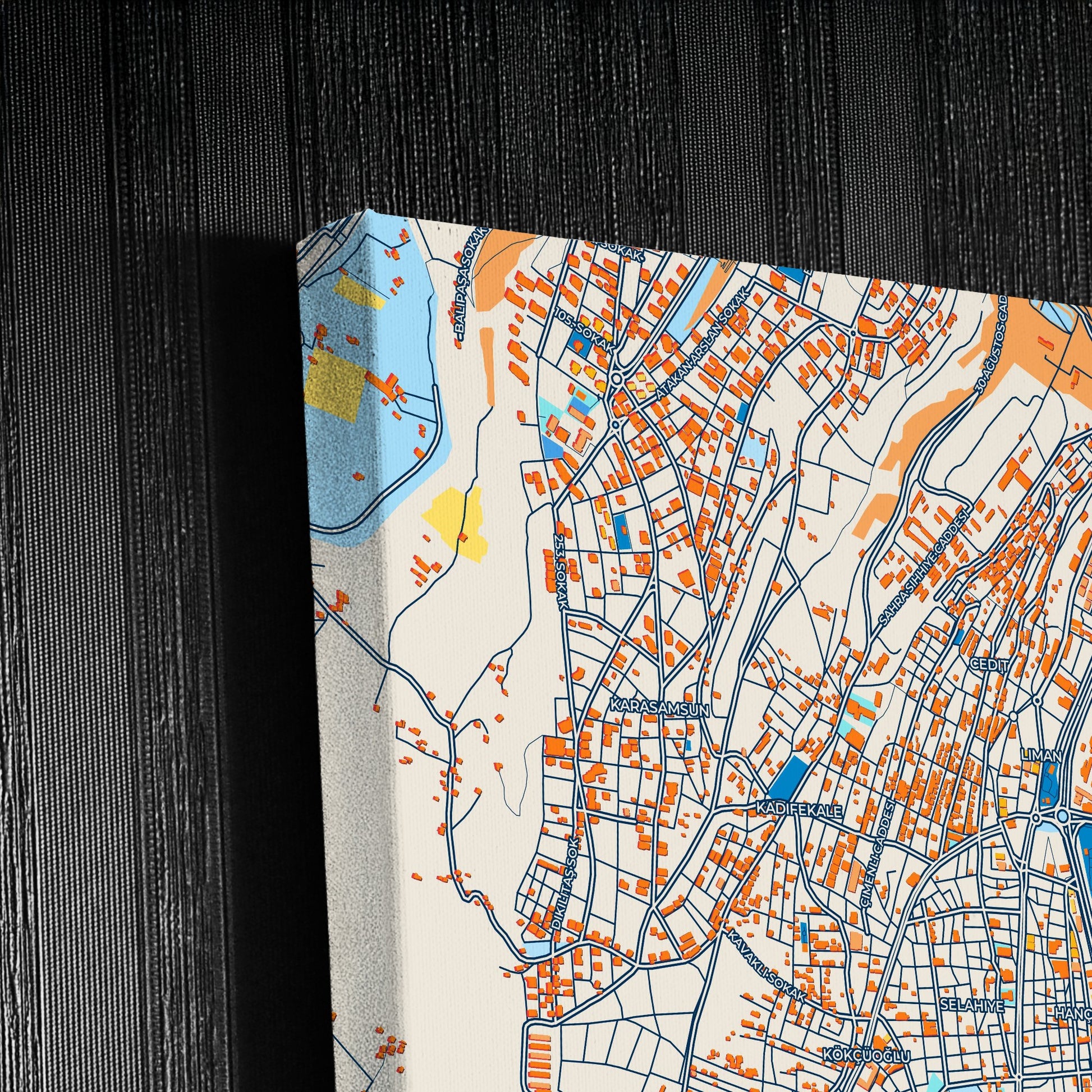 Samsun Turkey Colorful City Map Canvas Print Detail