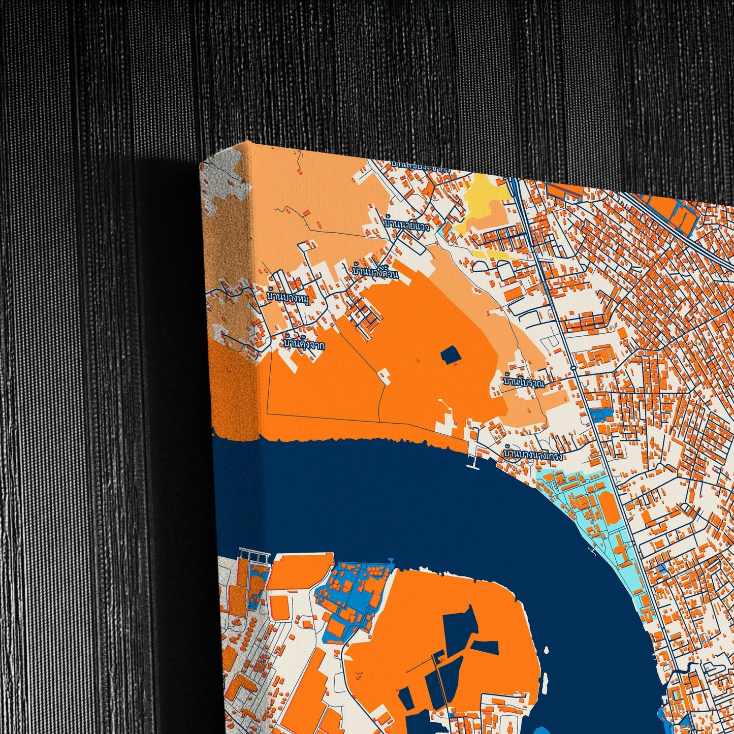 Samut Prakan Thailand Colorful City Map Canvas Print Detail