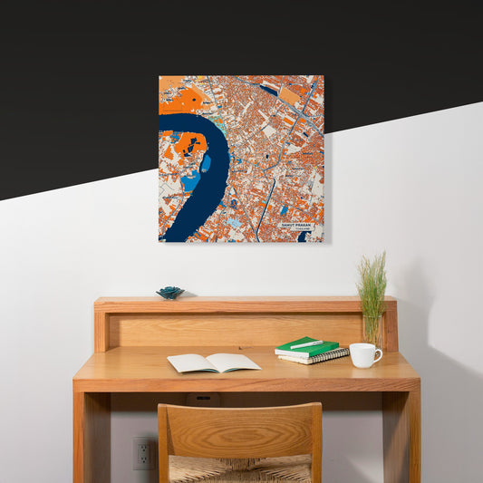 Samut Prakan Thailand Colorful City Map Canvas Print Scene