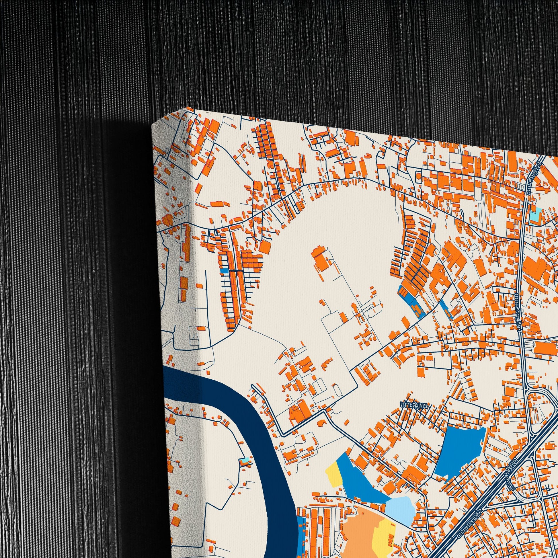 Samut Sakhon Thailand Colorful City Map Canvas Print Detail