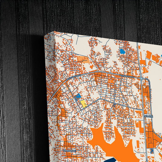 San-Pedro Ivory Coast Colorful City Map Canvas Print Detail