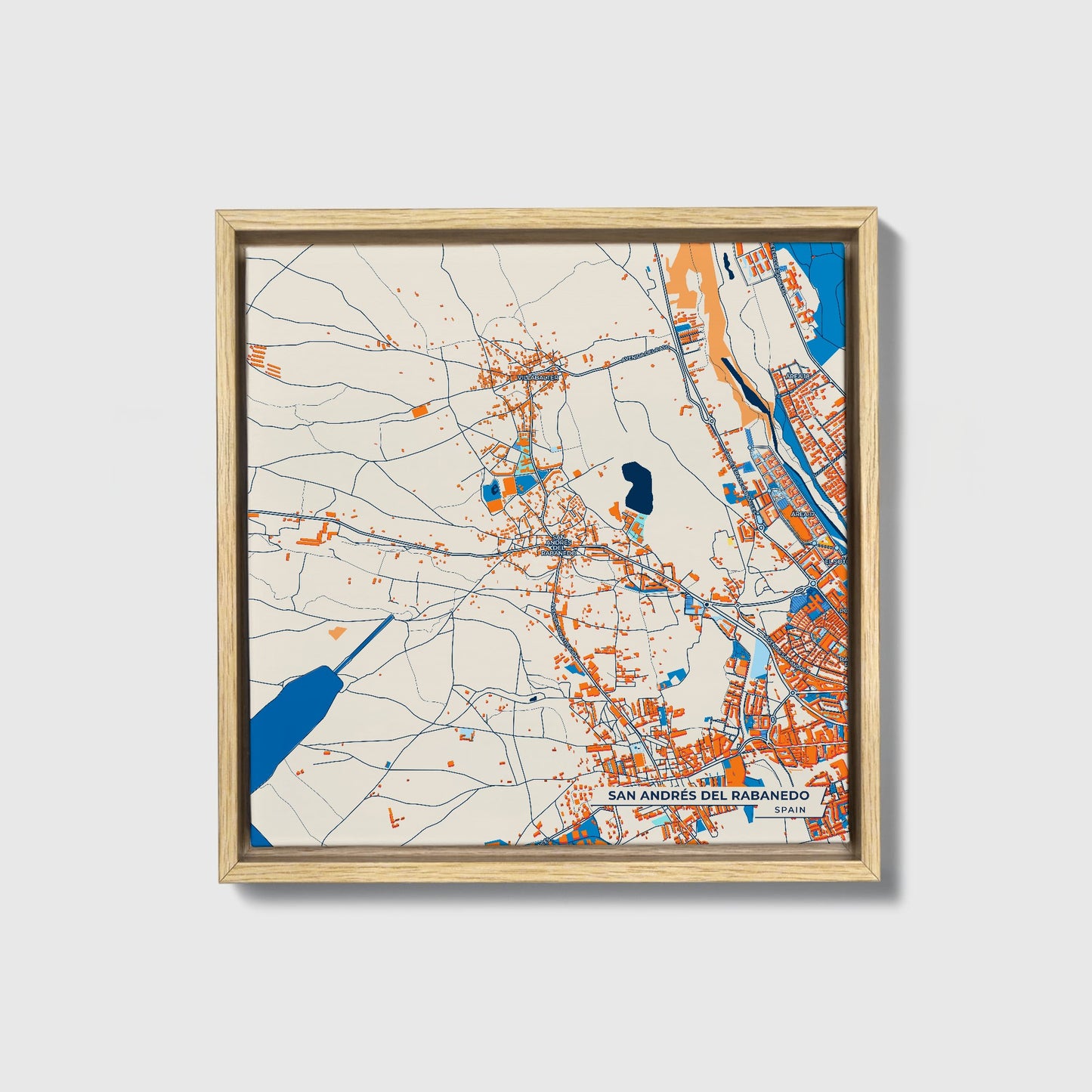 San Andrés Del Rabanedo Spain Colorful City Map Canvas Print • Natural Wooden Framed