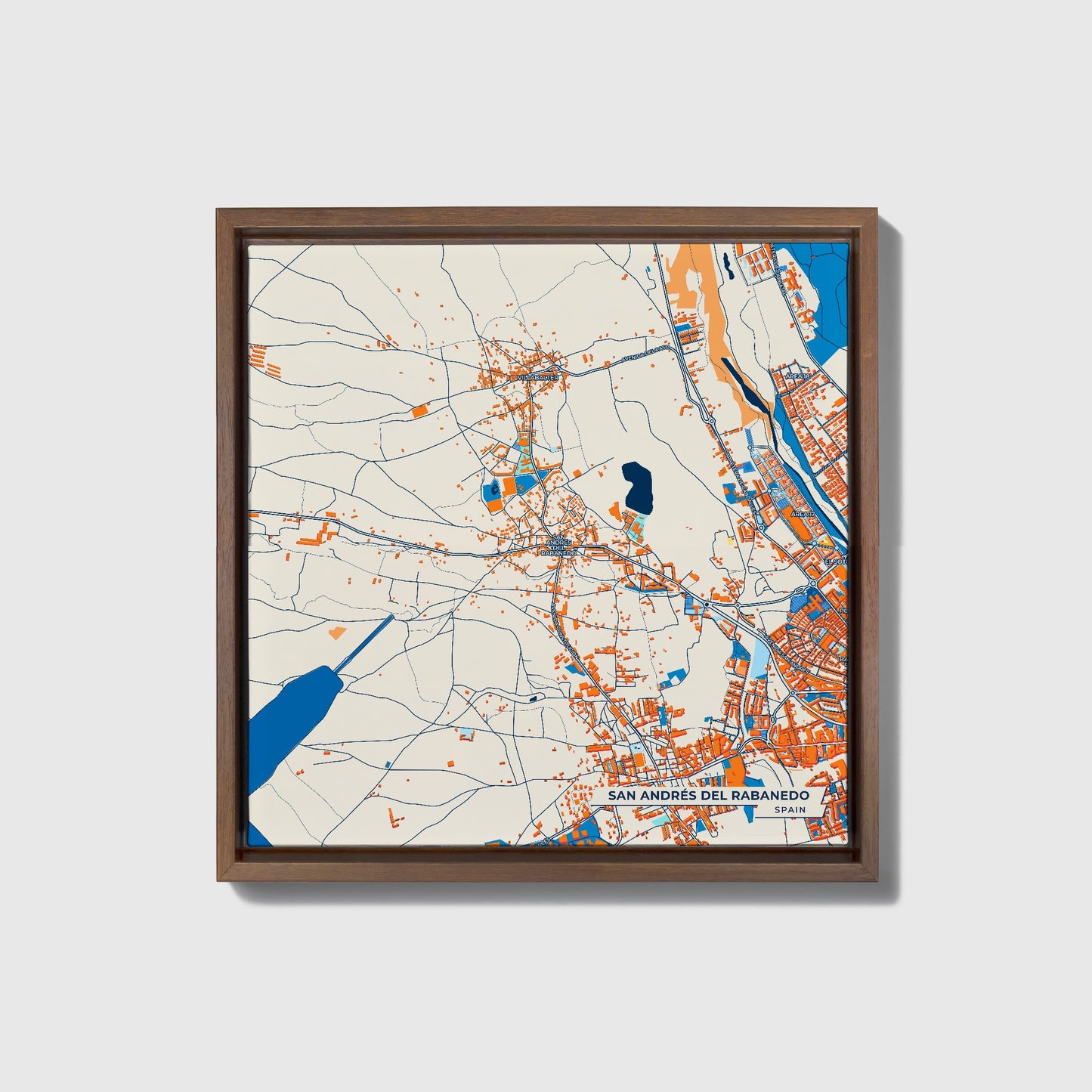 San Andrés Del Rabanedo Spain Colorful City Map Canvas Print • Dark Wooden Framed
