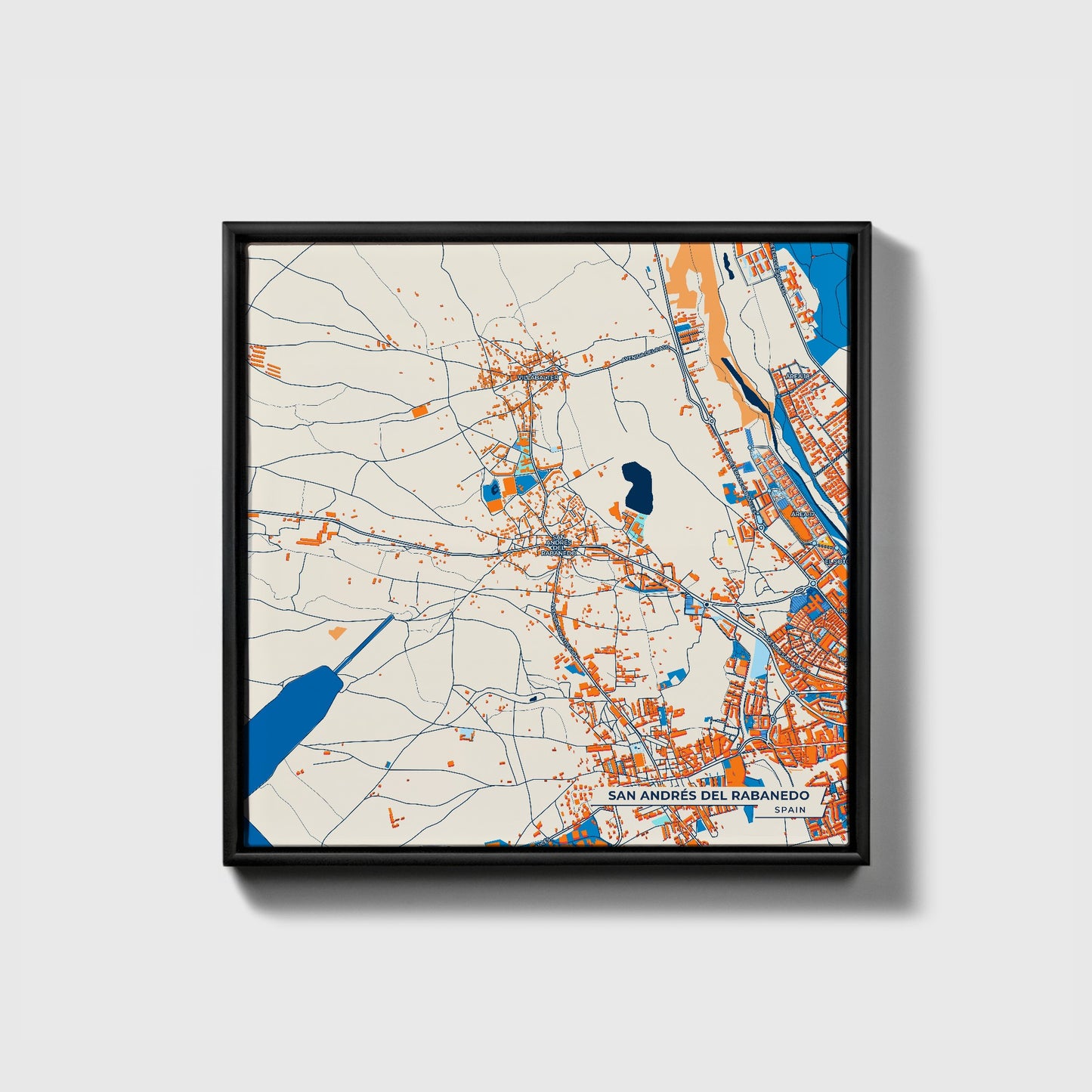 San Andrés Del Rabanedo Spain Colorful City Map Canvas Print • Black Framed