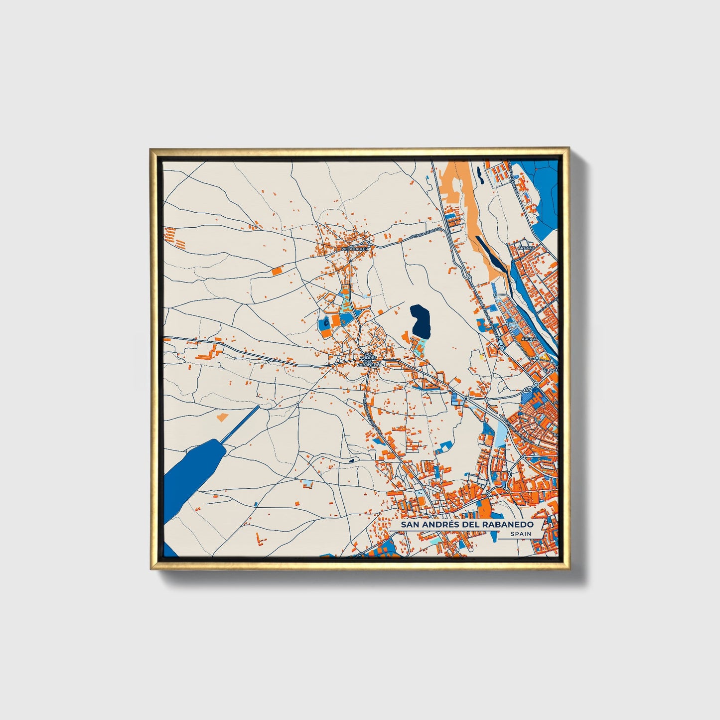 San Andrés Del Rabanedo Spain Colorful City Map Canvas Print • Gold Framed