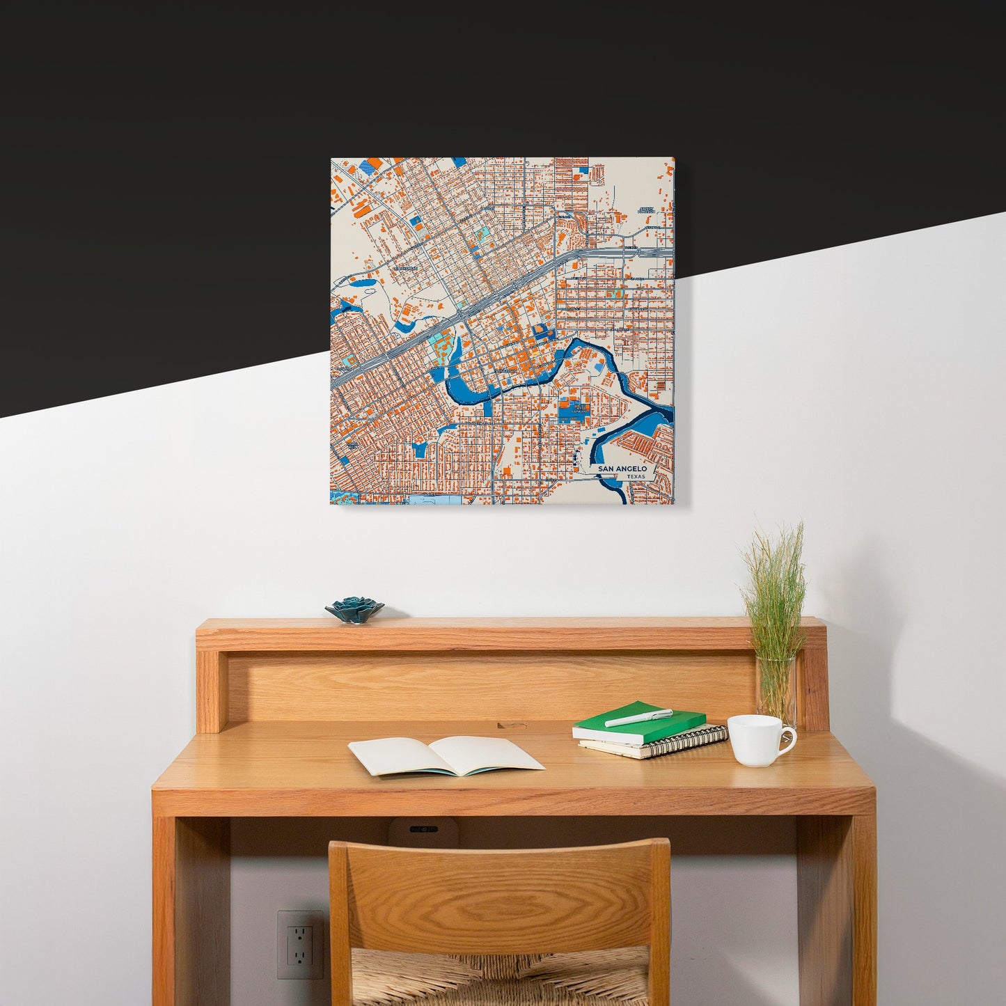 San Angelo Texas Colorful City Map Canvas Print Scene