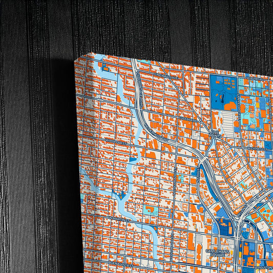 San Antonio Texas Colorful City Map Canvas Print Detail