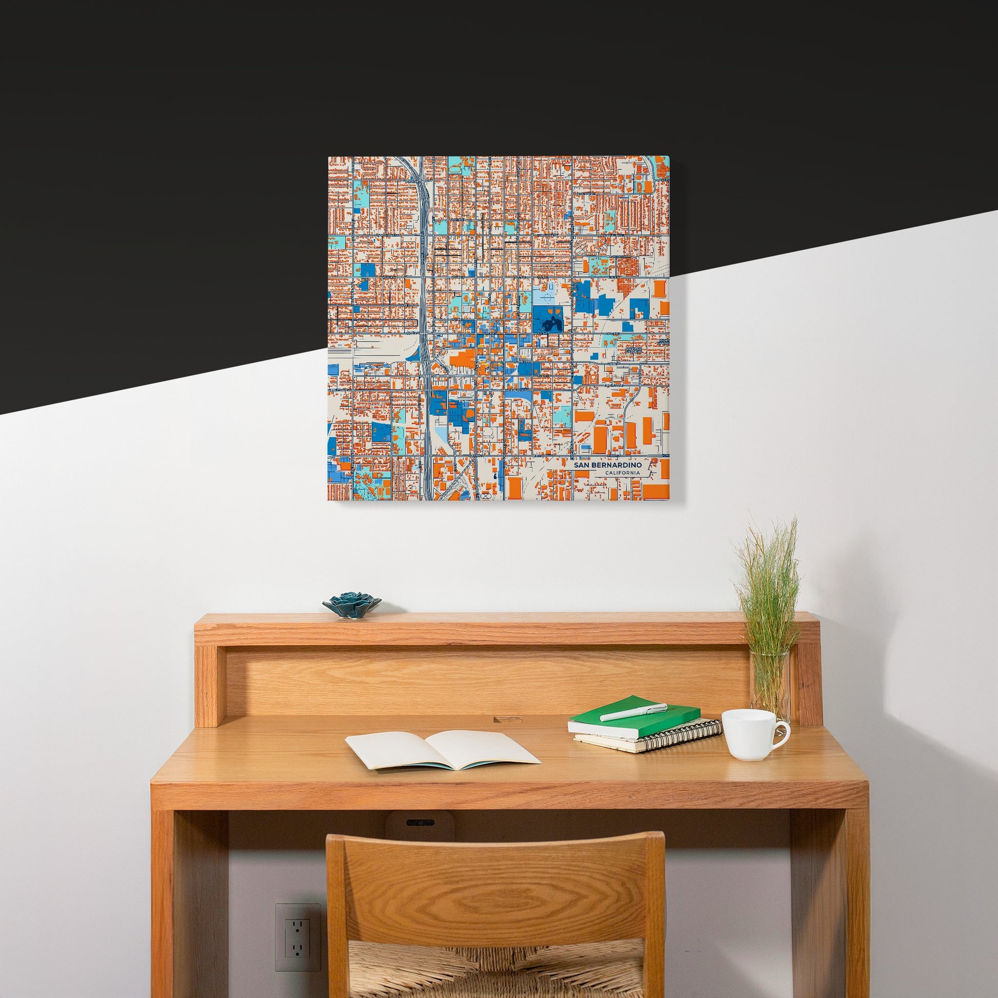 San Bernardino California Colorful City Map Canvas Print Scene