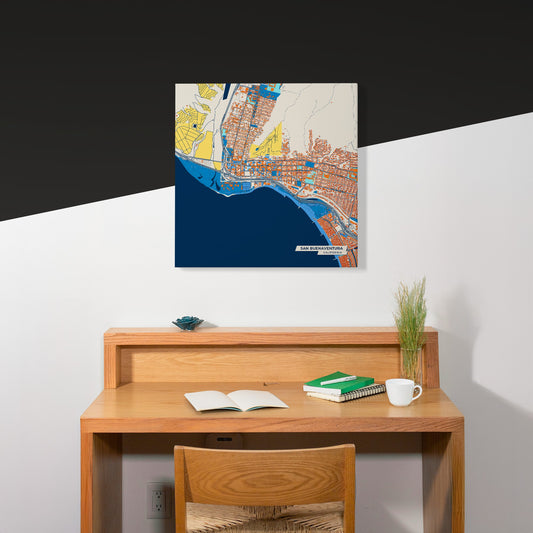 San Buenaventura California Colorful City Map Canvas Print Scene