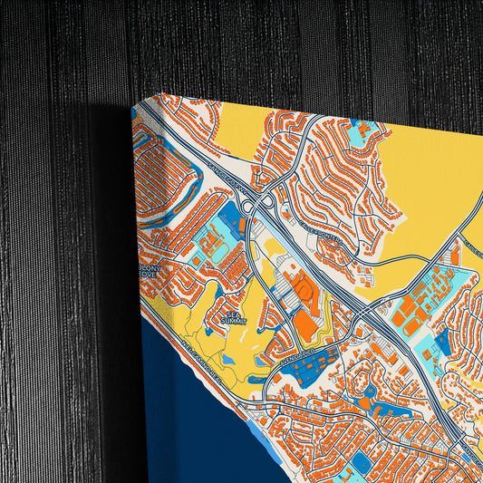 San Clemente California Colorful City Map Canvas Print Detail