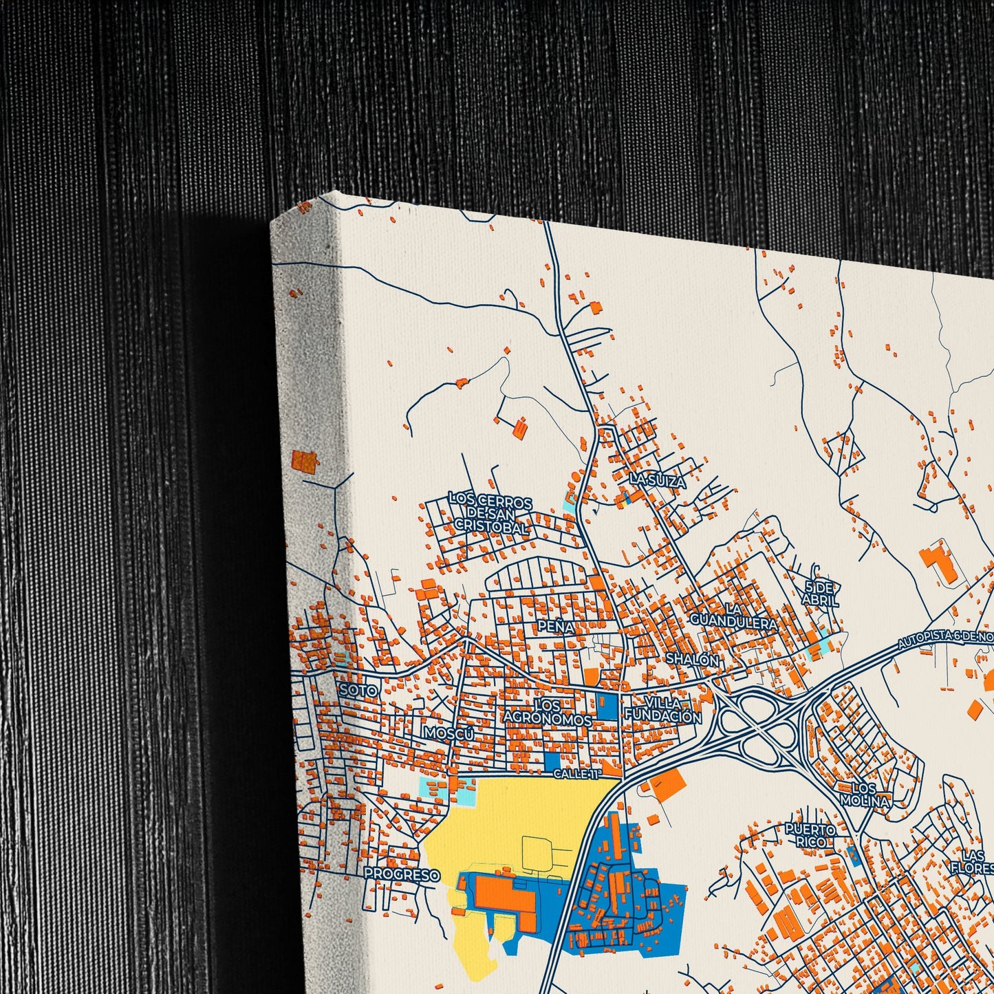 San Cristóbal Dominican Republic Colorful City Map Canvas Print Detail