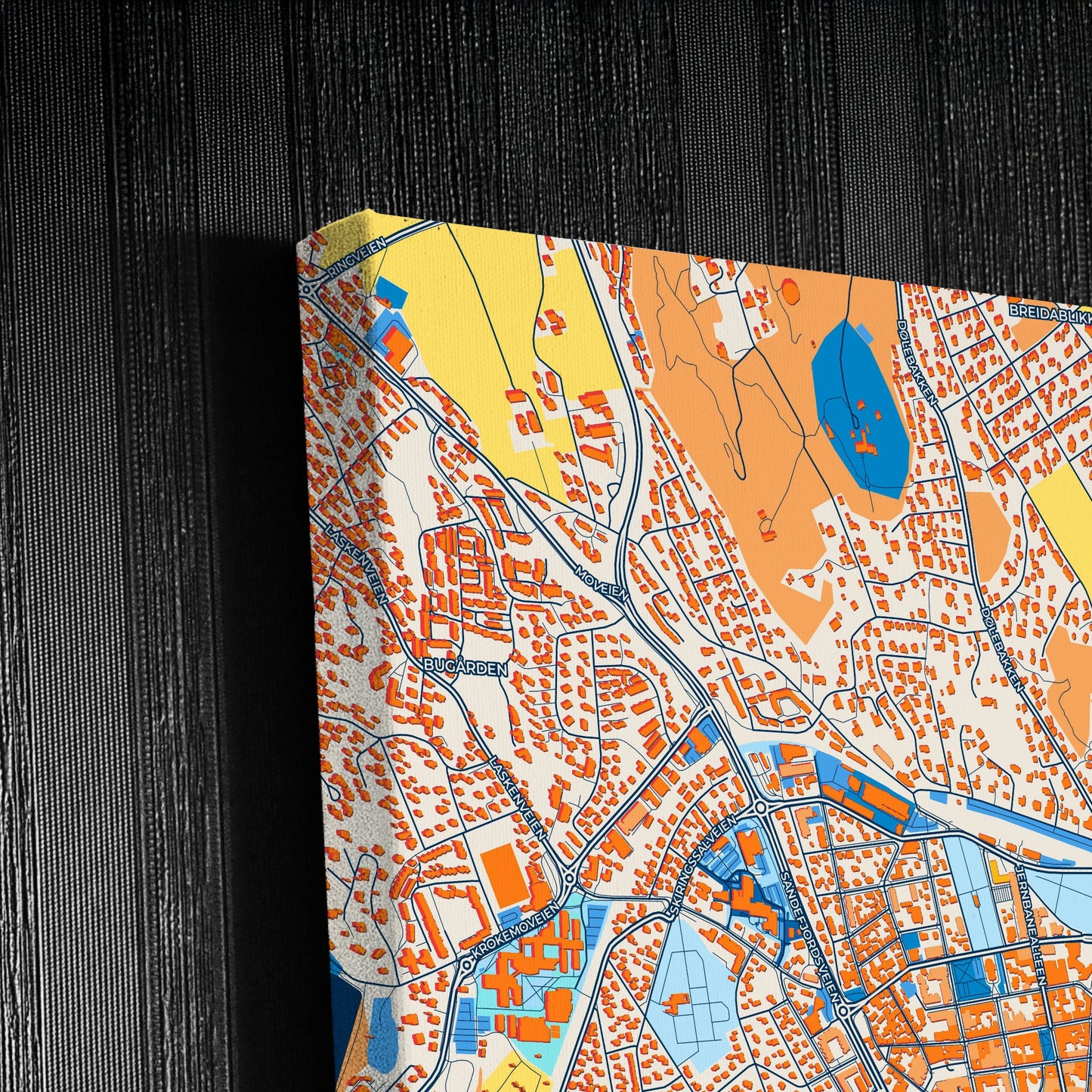 Sandefjord Norway Colorful City Map Canvas Print Detail