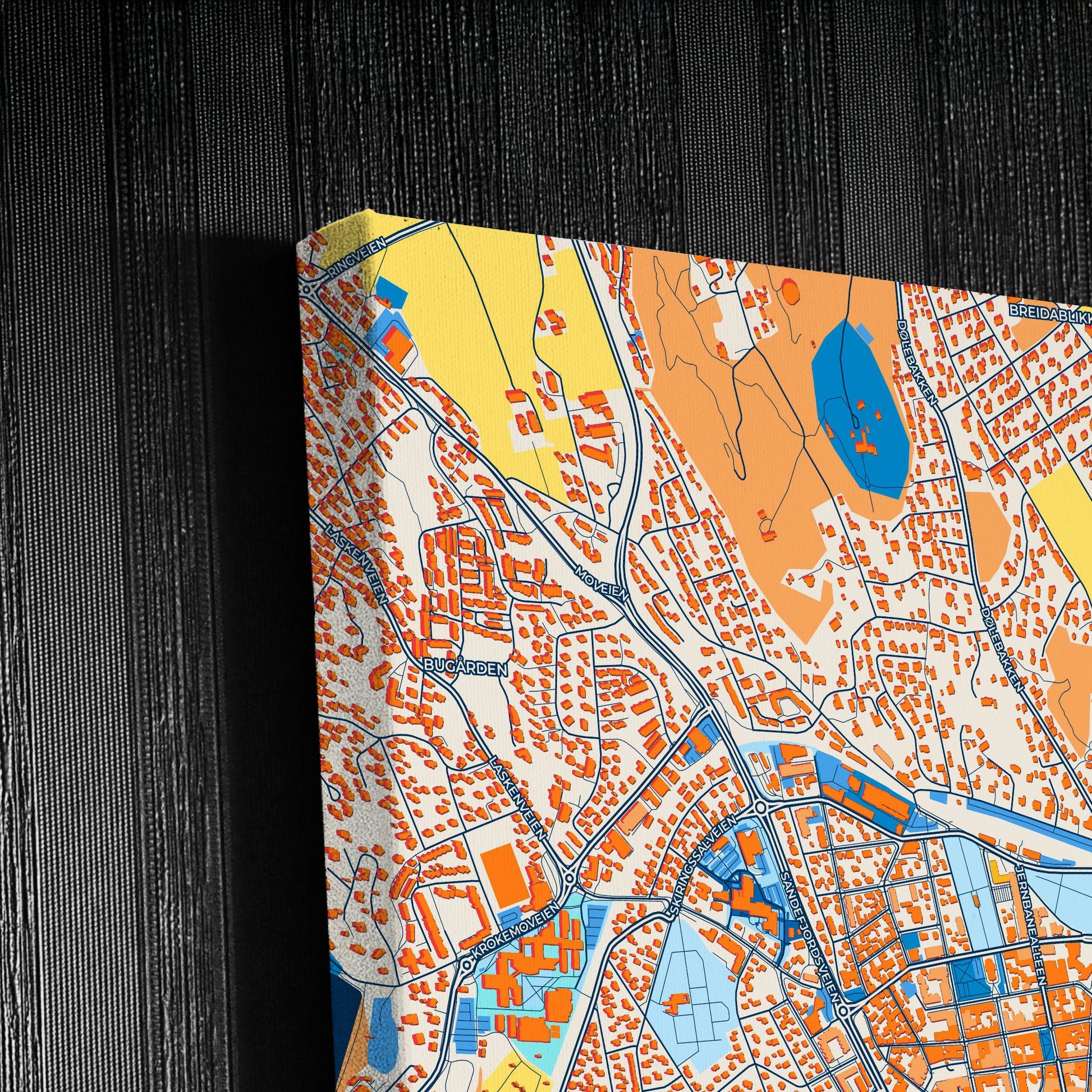 Sandefjord Norway Colorful City Map Canvas Print Detail