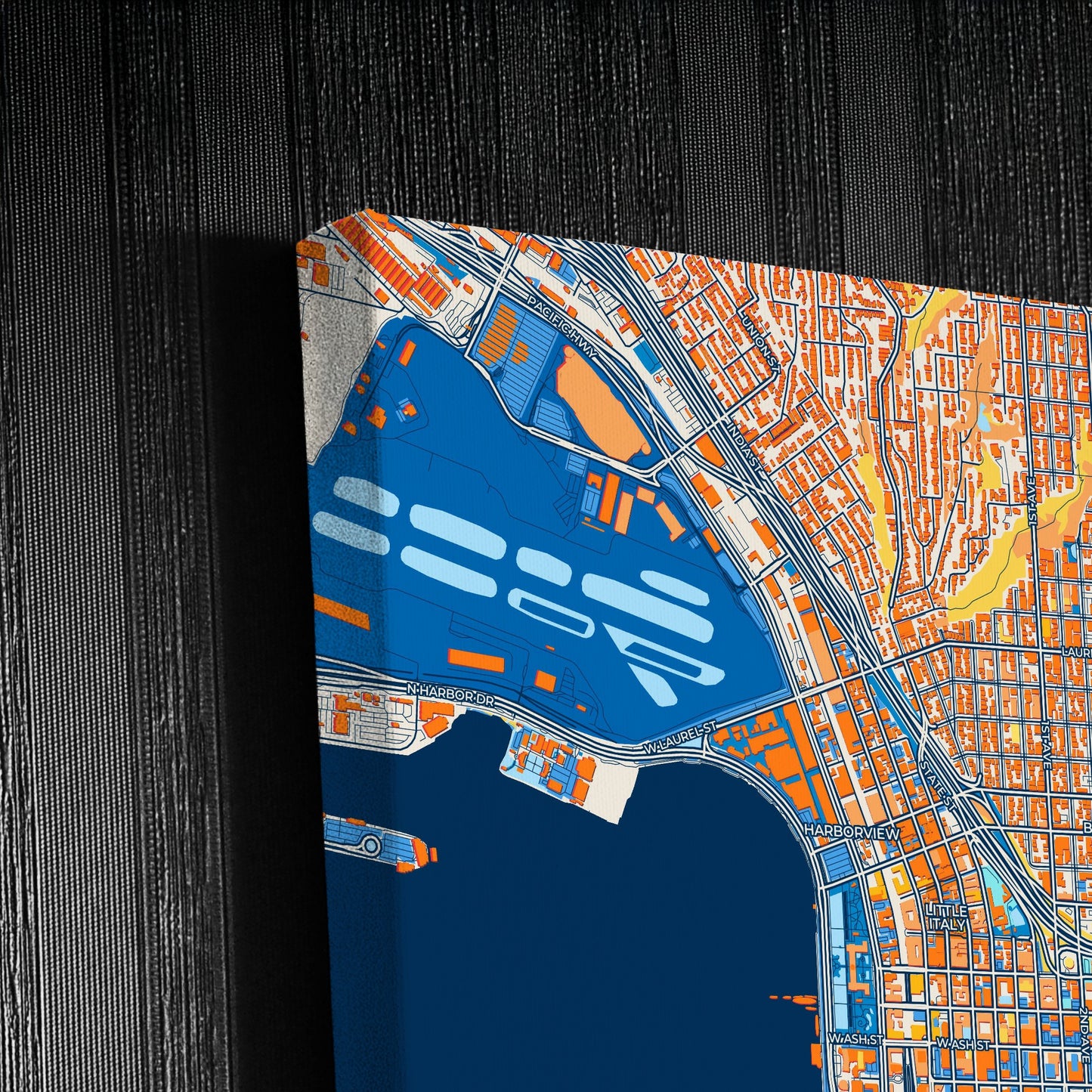 San Diego California Colorful City Map Canvas Print Detail