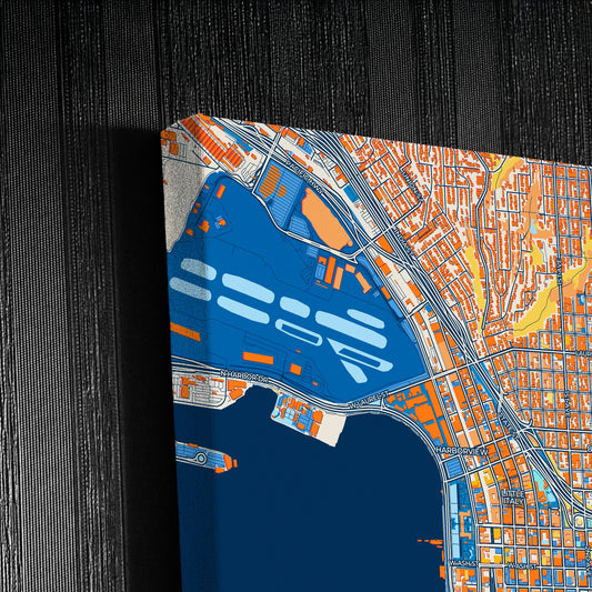 San Diego California Colorful City Map Canvas Print Detail
