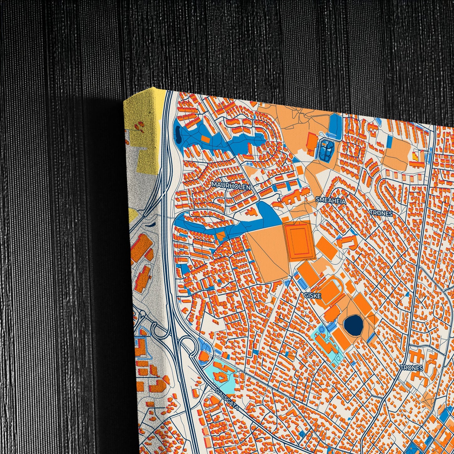 Sandnes Norway Colorful City Map Canvas Print Detail