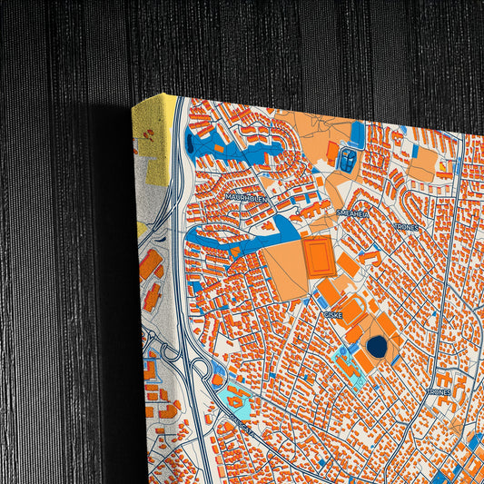 Sandnes Norway Colorful City Map Canvas Print Detail
