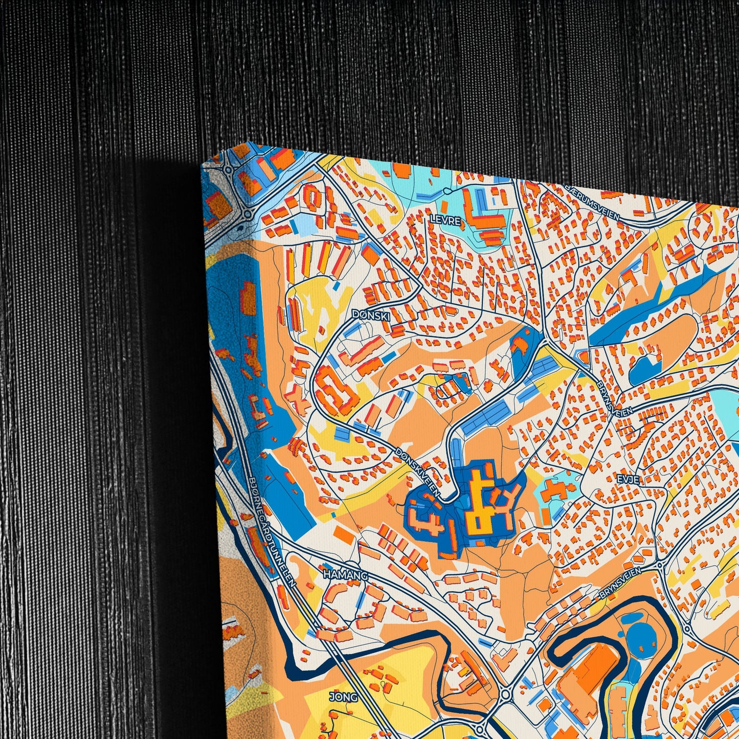Sandvika Norway Colorful City Map Canvas Print Detail