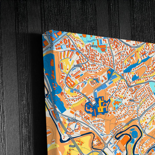 Sandvika Norway Colorful City Map Canvas Print Detail