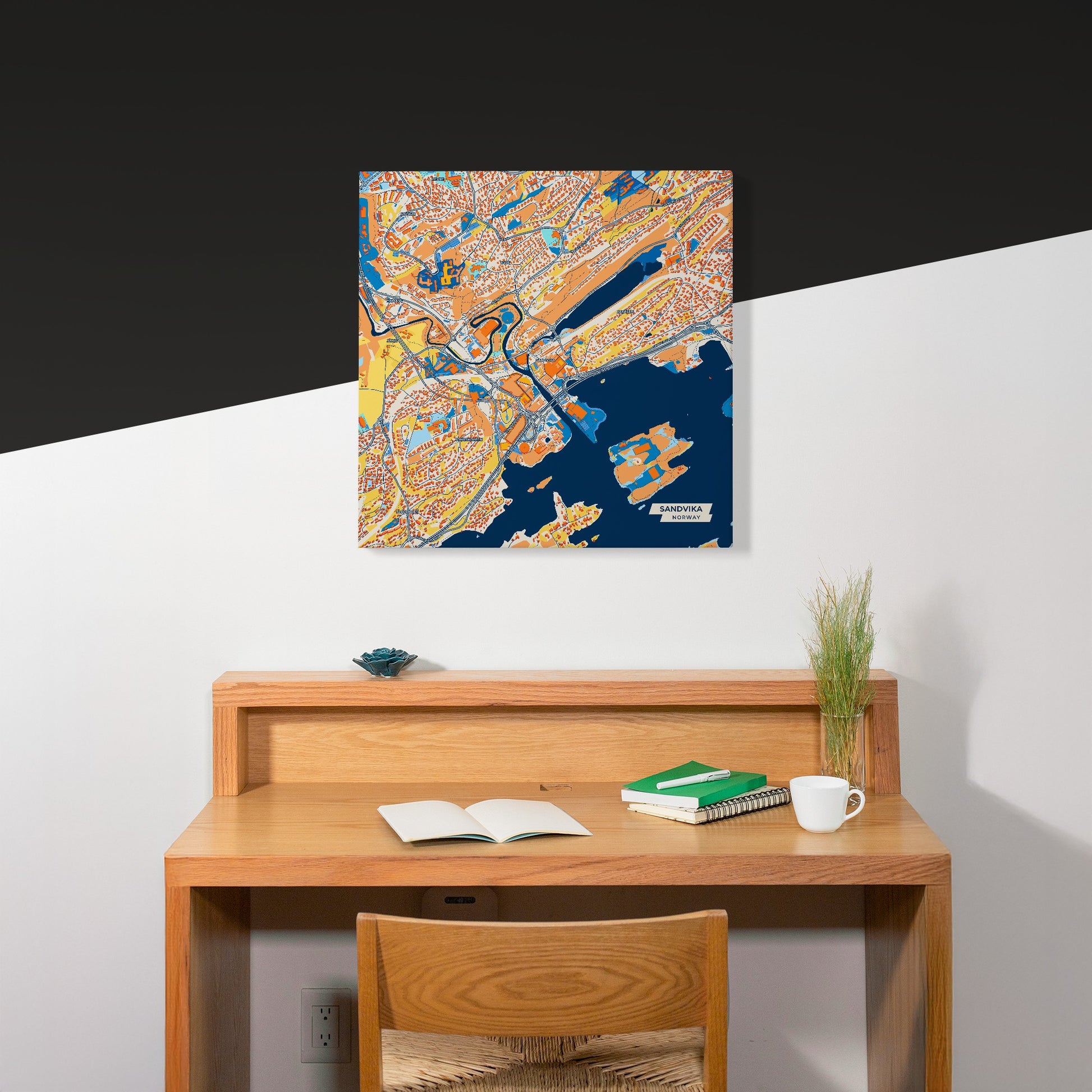 Sandvika Norway Colorful City Map Canvas Print Scene