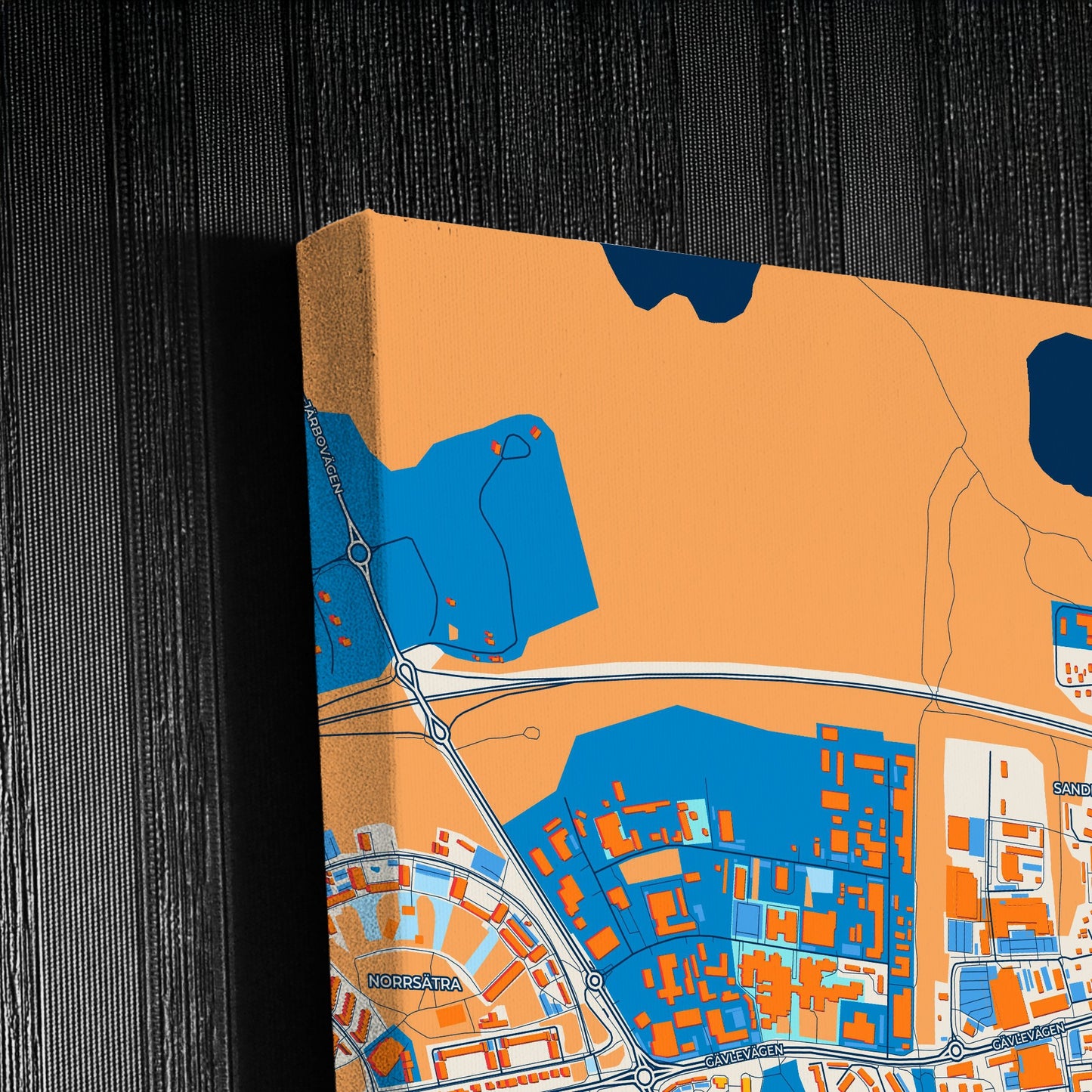 Sandviken Sweden Colorful City Map Canvas Print Detail