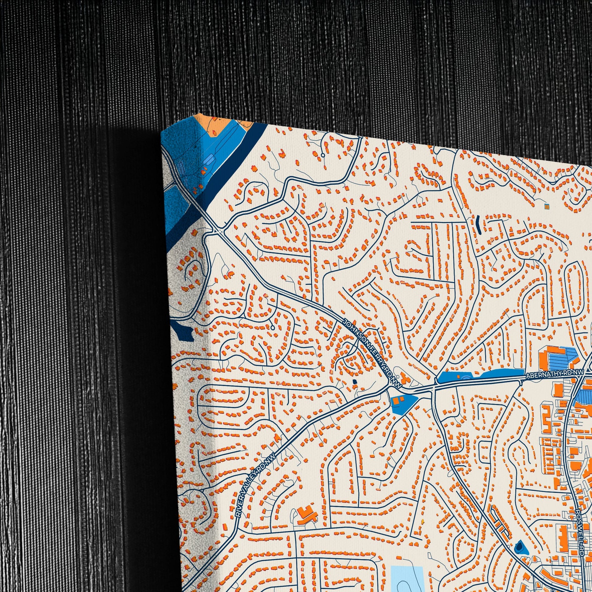 Sandy Springs Georgia Colorful City Map Canvas Print Detail