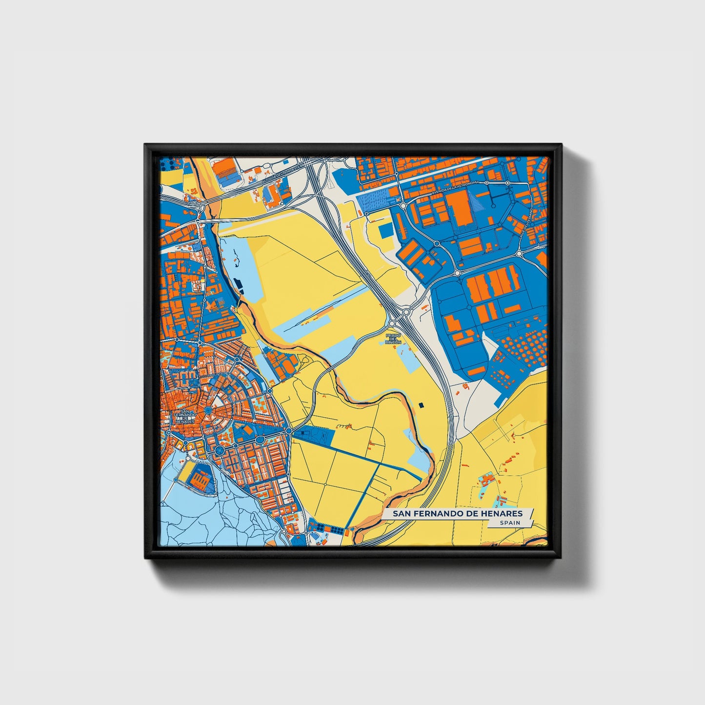 San Fernando De Henares Spain Colorful City Map Canvas Print • Black Framed