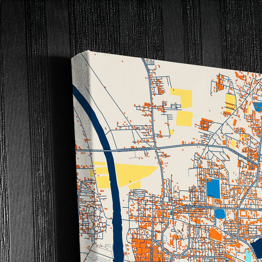 Sangli-Miraj Kupwad India Colorful City Map Canvas Print Detail