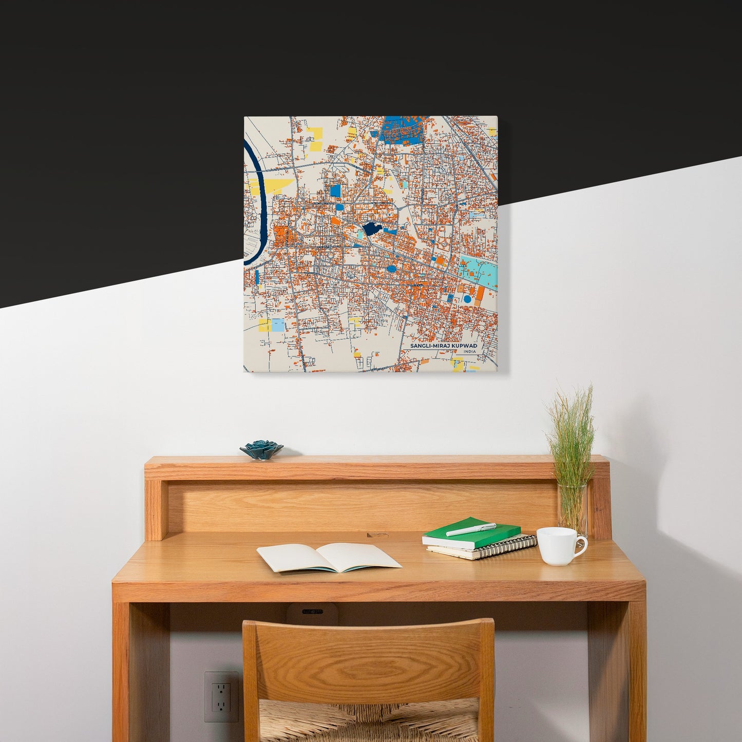 Sangli-Miraj Kupwad India Colorful City Map Canvas Print Scene