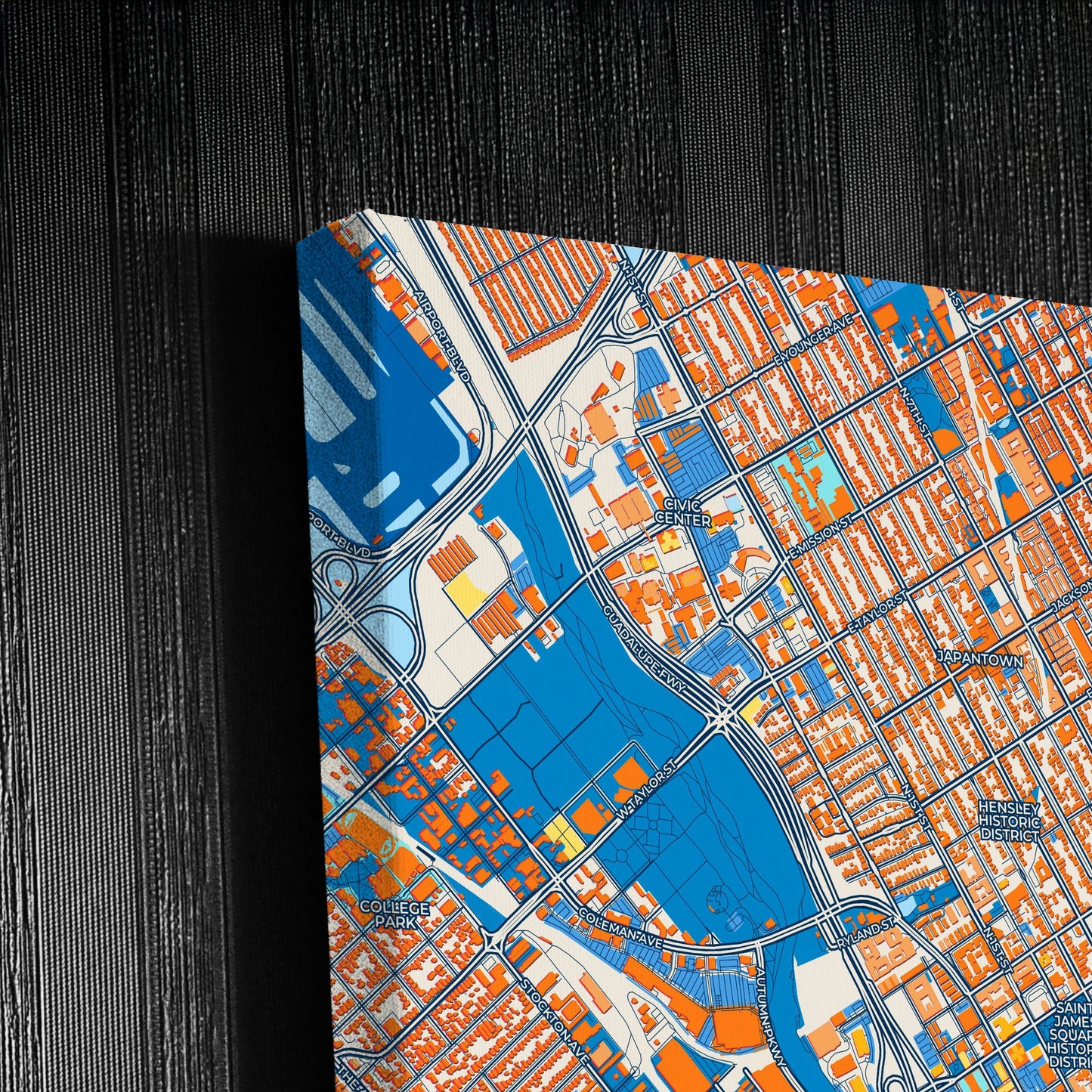 San Jose California Colorful City Map Canvas Print Detail