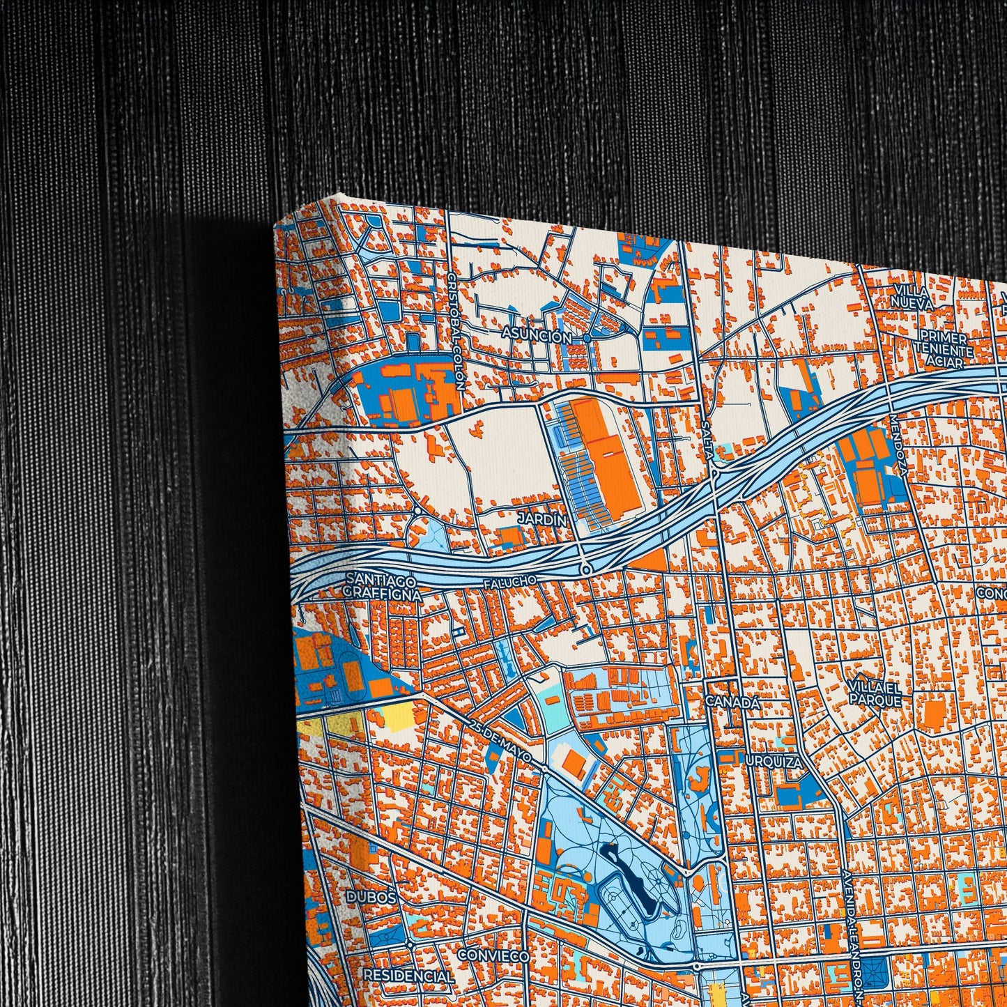 San Juan Argentina Colorful City Map Canvas Print Detail