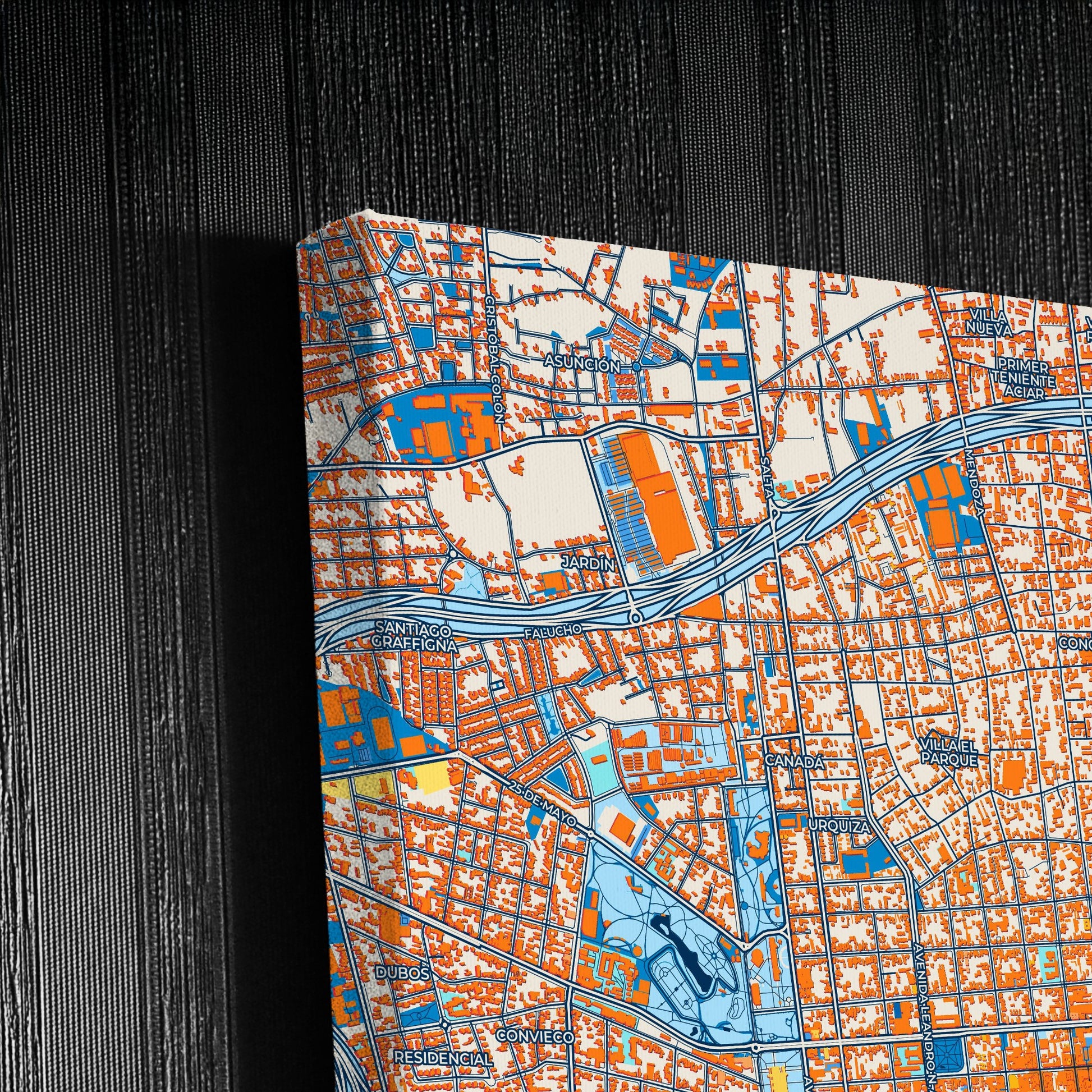San Juan Argentina Colorful City Map Canvas Print Detail