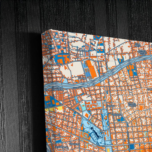 San Juan Argentina Colorful City Map Canvas Print Detail