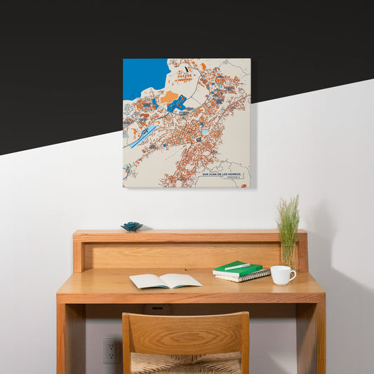 San Juan De Los Morros Venezuela Colorful City Map Canvas Print Scene