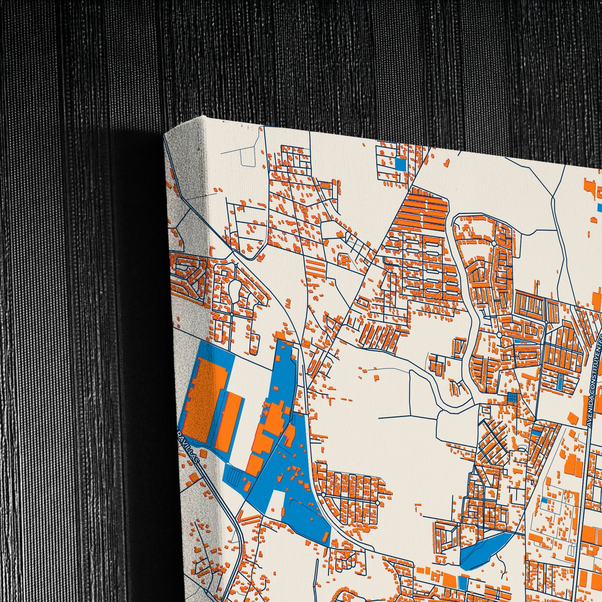 San Juan Del Río Mexico Colorful City Map Canvas Print Detail