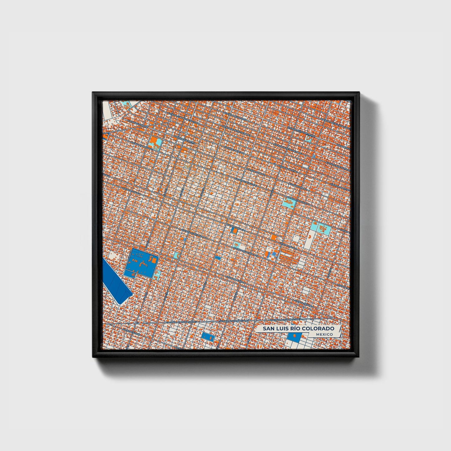 San Luis Río Colorado Mexico Colorful City Map Canvas Print • Black Framed