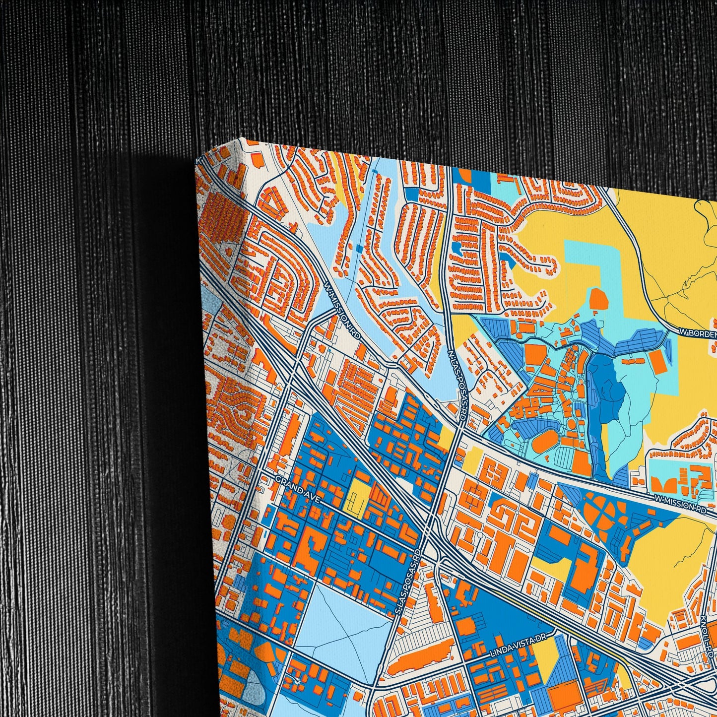 San Marcos California Colorful City Map Canvas Print Detail