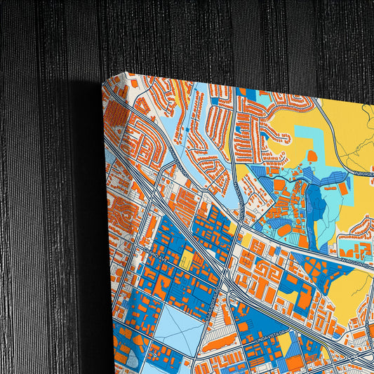 San Marcos California Colorful City Map Canvas Print Detail