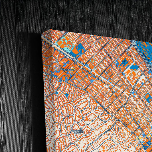 San Mateo California Colorful City Map Canvas Print Detail