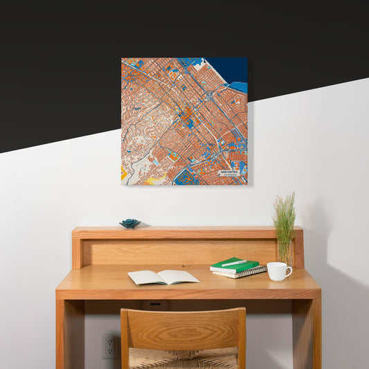 San Mateo California Colorful City Map Canvas Print Scene