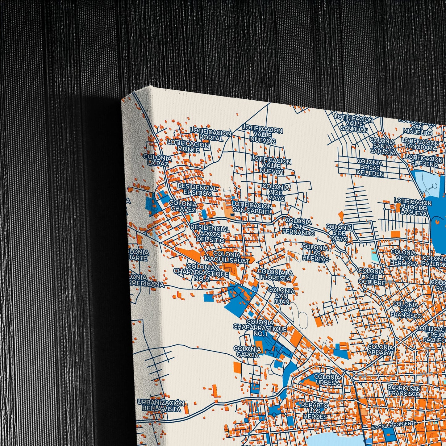 San Miguel El Salvador Colorful City Map Canvas Print Detail